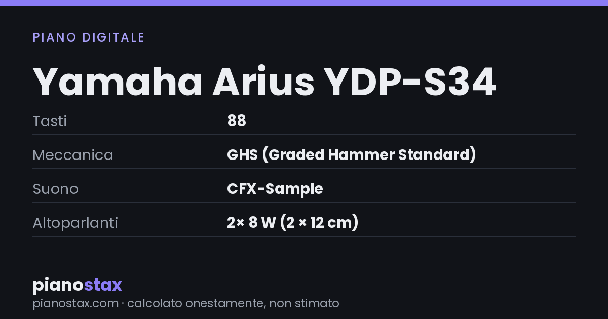 Yamaha Arius YDP-S34 – dati tecnici in sintesi
