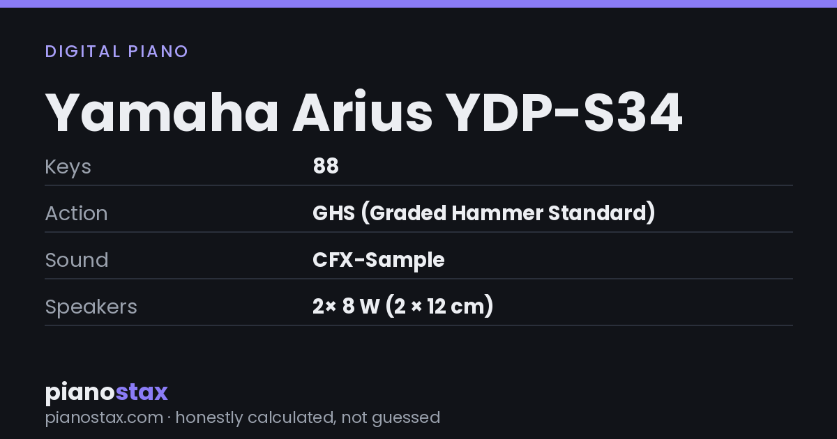 Yamaha Arius YDP-S34 – key specs at a glance