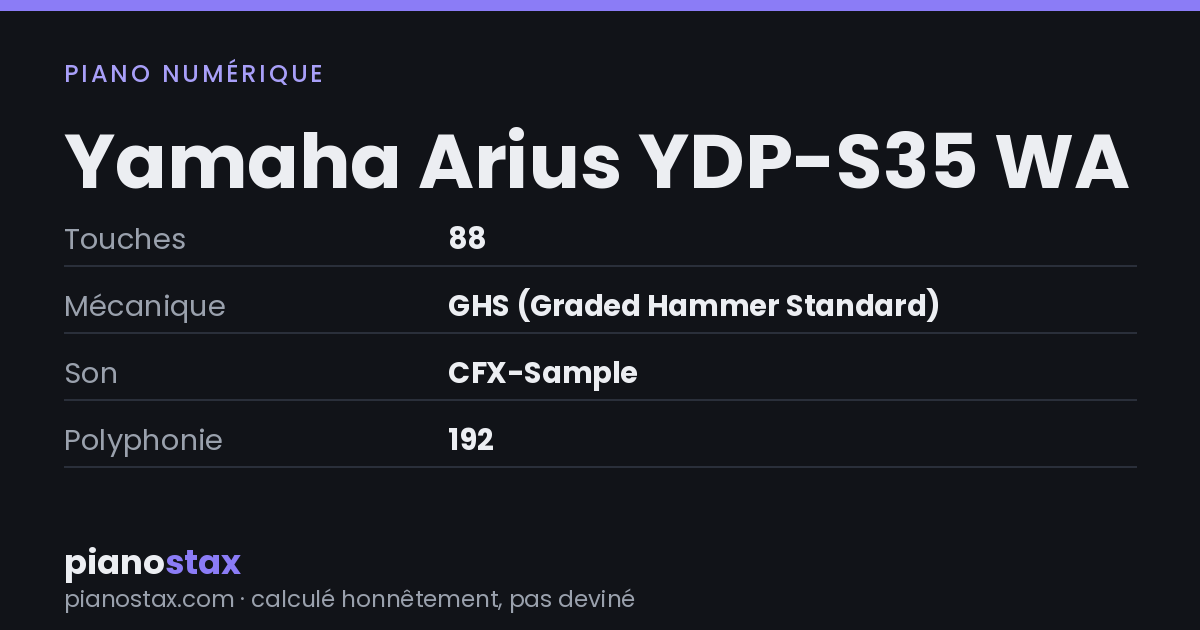 Yamaha Arius YDP-S35 WA – caractéristiques en un coup d’œil