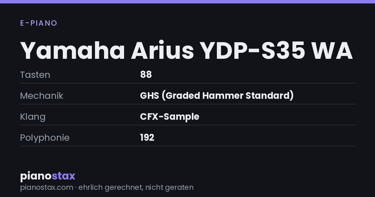 Yamaha Arius YDP-S35 WA – technische Daten im Überblick