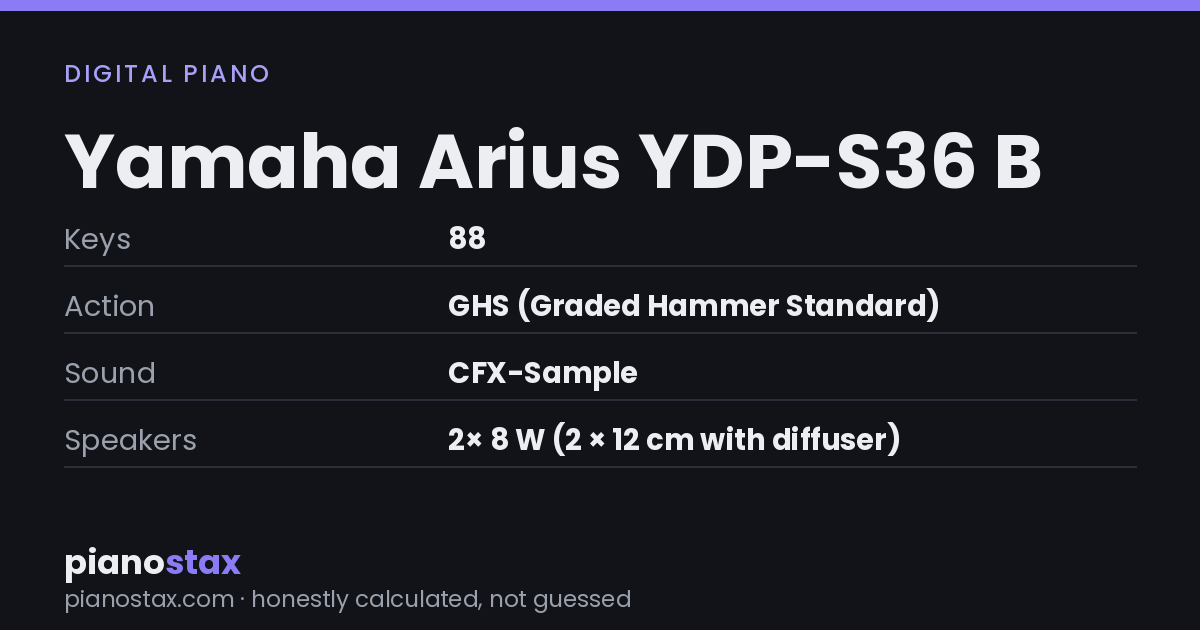 Yamaha Arius YDP-S36 B – key specs at a glance