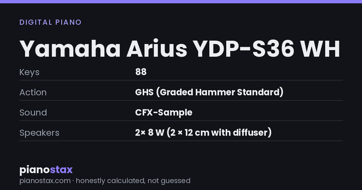 Yamaha Arius YDP-S36 WH – key specs at a glance