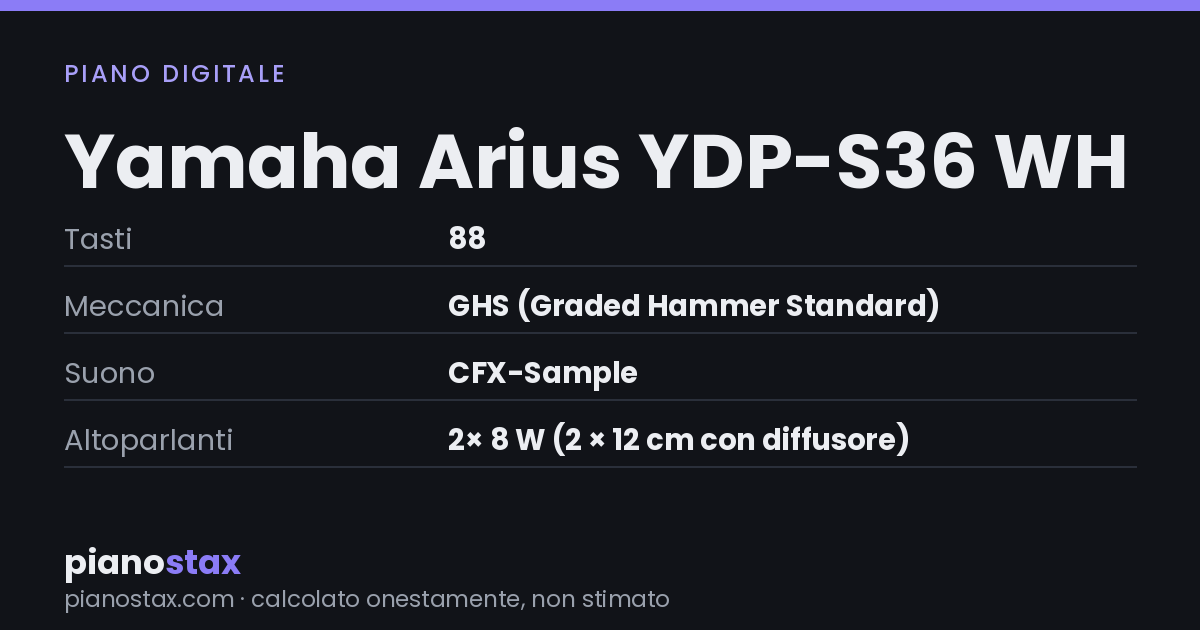 Yamaha Arius YDP-S36 WH – dati tecnici in sintesi