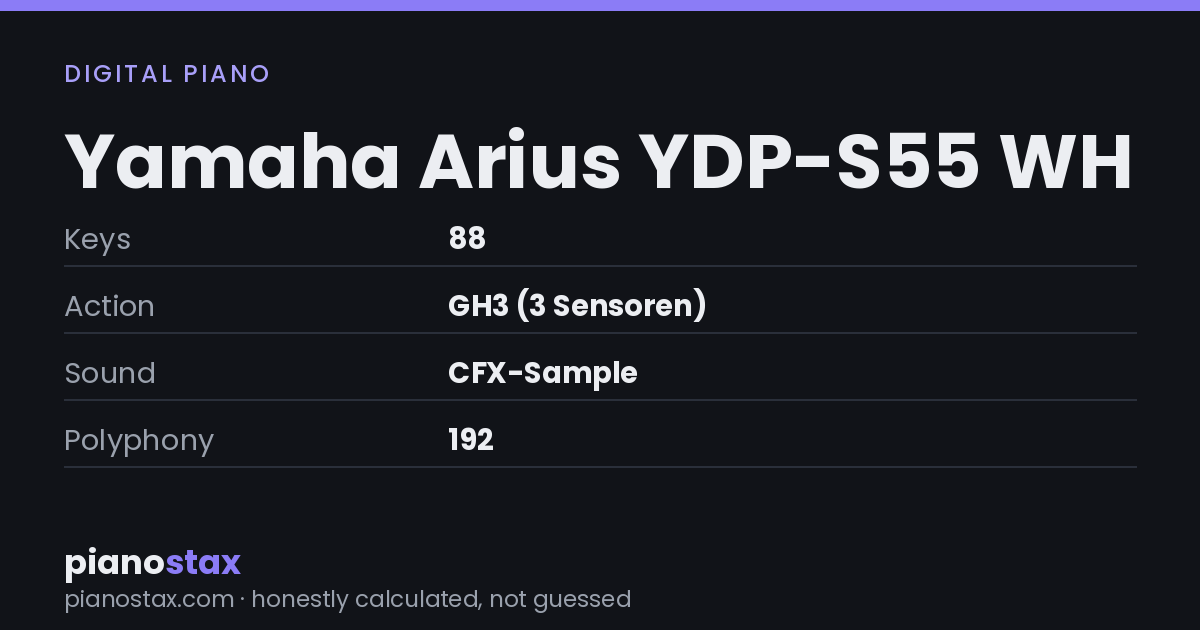 Yamaha Arius YDP-S55 WH – key specs at a glance